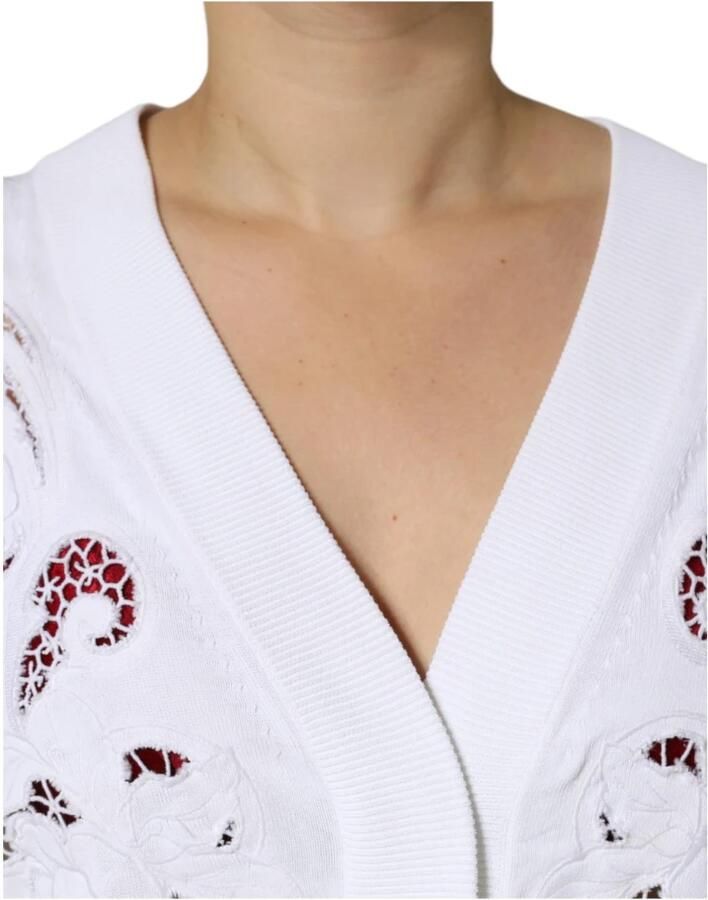 Dolce & Gabbana Witte Bloemige Cardigan Sweater Knoopsluiting White Dames - Foto 3