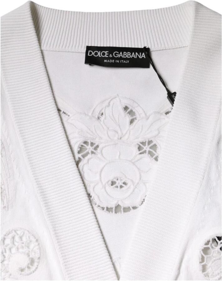 Dolce & Gabbana Witte Bloemige Cardigan Sweater Knoopsluiting White Dames - Foto 2