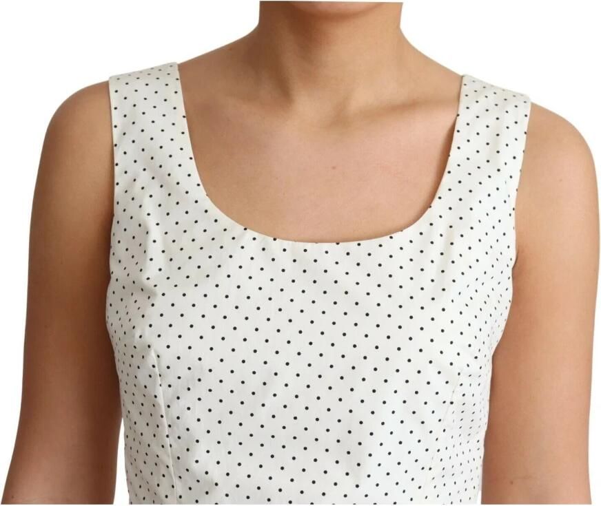 Dolce & Gabbana Witte gepunte katoenen A-lijn jurk White Dames