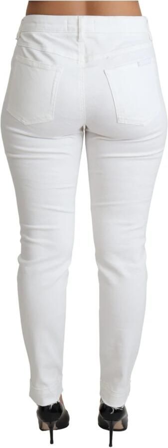 Dolce & Gabbana White Tattered Skinny Denim Cotton Stretch Jeans Wit Dames