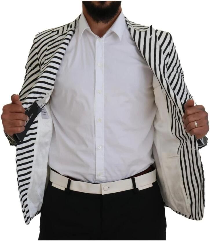 Dolce & Gabbana Witte Gestreepte Blazer Jas Sport Stijl Black Heren - Foto 2
