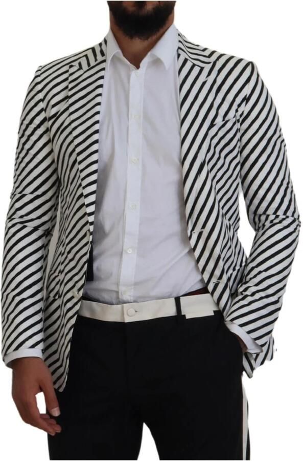 Dolce & Gabbana Witte Gestreepte Blazer Jas Sport Stijl Black Heren - Foto 3