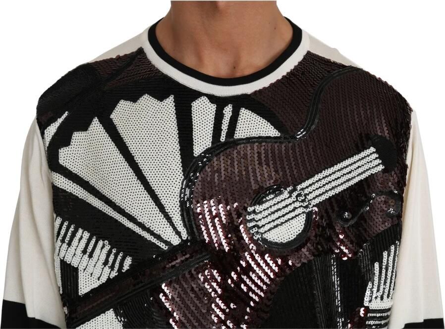 Dolce & Gabbana Witte Jazz Sequined Guitar Pullover Sweater Multicolor Heren
