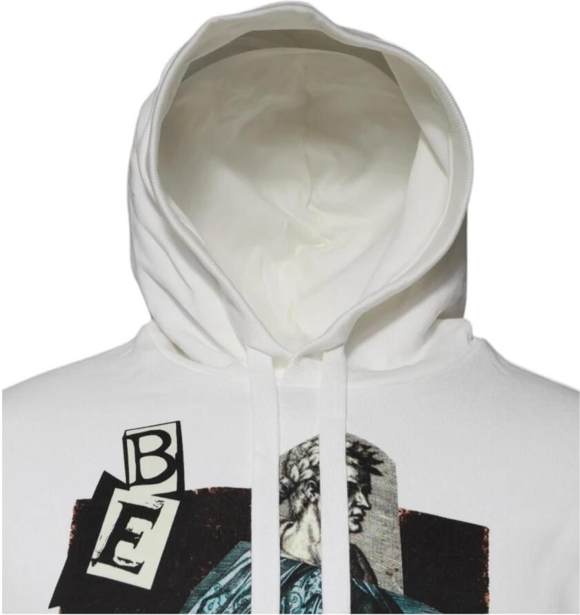 Dolce & Gabbana Witte Katoenen Hooded Pullover Sweater White Heren