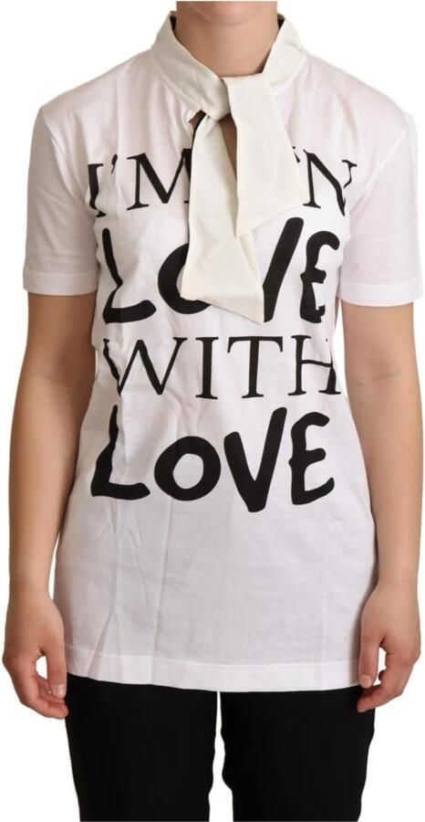 Dolce & Gabbana Witte Katoenen Zijden I'm In Love Top T-shirt White Dames - Foto 3