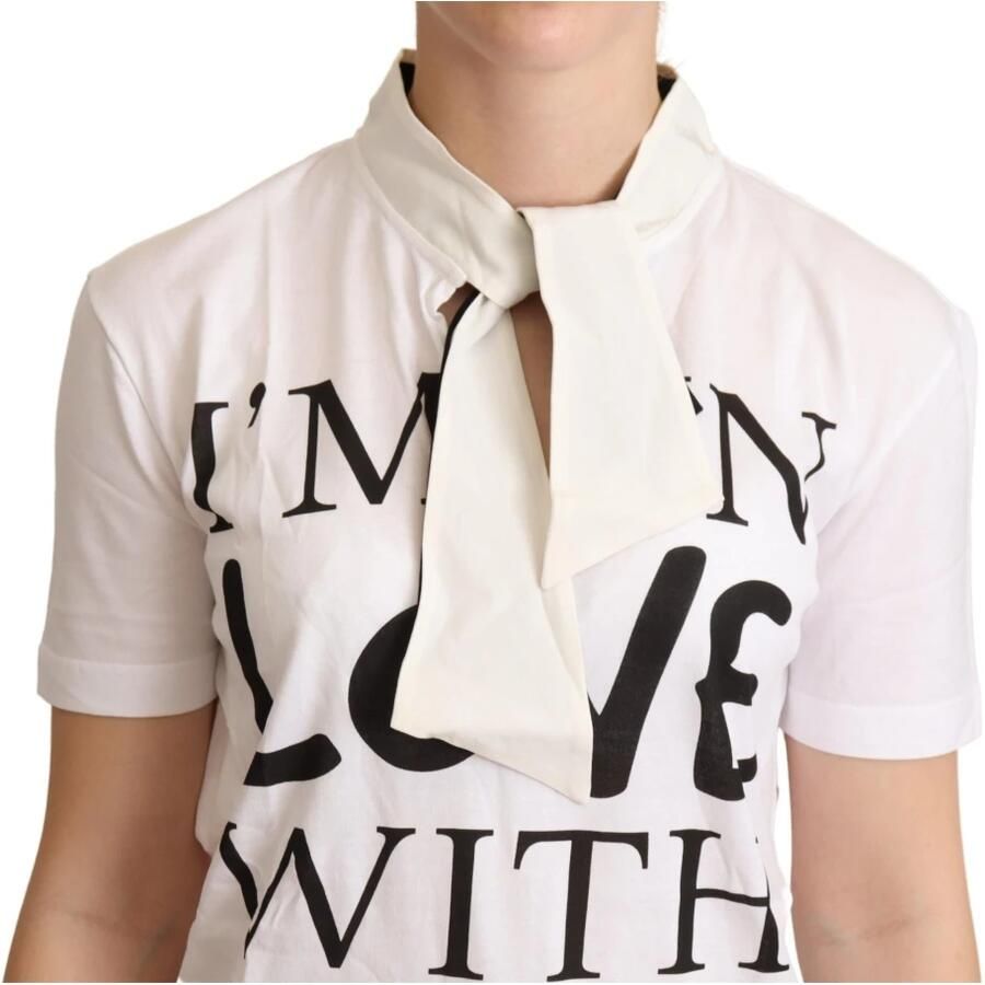 Dolce & Gabbana Witte Katoenen Zijden I'm In Love Top T-shirt White Dames