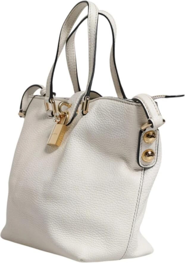 Dolce & Gabbana Witte leren Crossbody tas met goudkleurige accenten White Dames