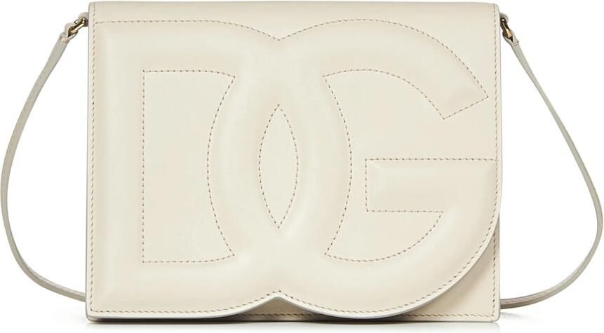 Dolce & Gabbana Ivoorleren Tas met Logo Inprenting en Verstelbare Schouderband Beige Dames - Foto 8