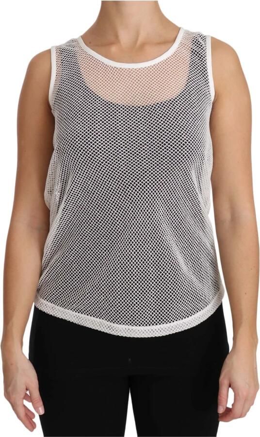 Dolce & Gabbana Witte Transparante Net Mouwloze Tanktop White Dames - Foto 6