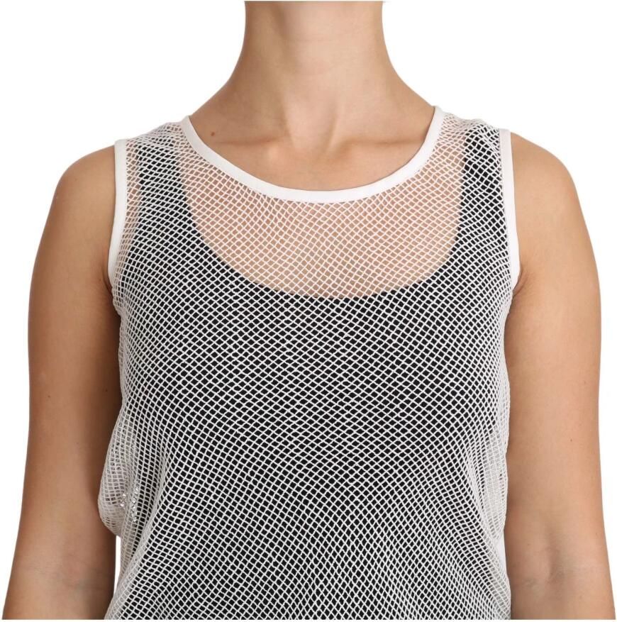 Dolce & Gabbana Witte Transparante Net Mouwloze Tanktop White Dames
