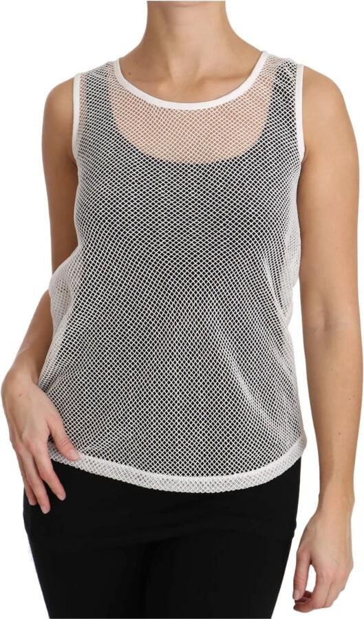 Dolce & Gabbana Witte Transparante Net Mouwloze Tanktop White Dames - Foto 3