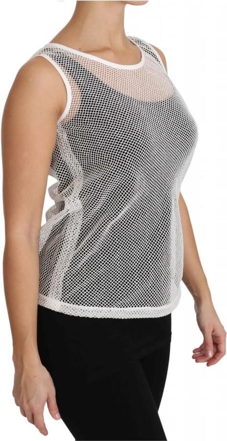 Dolce & Gabbana Witte Transparante Net Mouwloze Tanktop White Dames - Foto 4