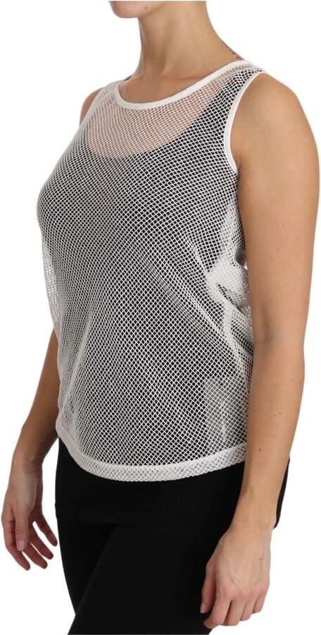 Dolce & Gabbana Witte Transparante Net Mouwloze Tanktop White Dames - Foto 5