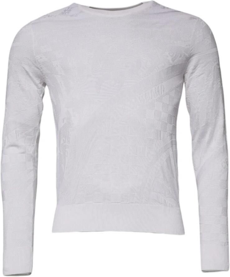 Dolce & Gabbana Witte Zijden Crew Neck Pullover Sweater White Heren - Foto 4