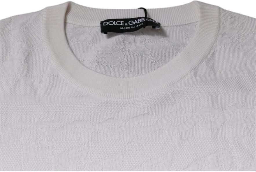 Dolce & Gabbana Witte Zijden Crew Neck Pullover Sweater White Heren - Foto 3