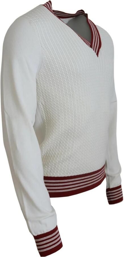 Dolce & Gabbana Zijde en Katoen V-hals Trui White Heren - Foto 5