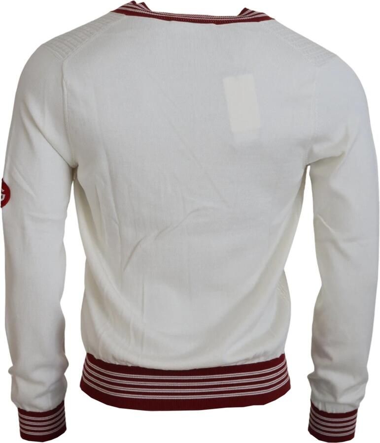 Dolce & Gabbana Zijde en Katoen V-hals Trui White Heren