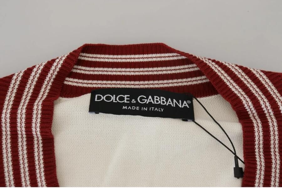 Dolce & Gabbana Zijde en Katoen V-hals Trui White Heren - Foto 3