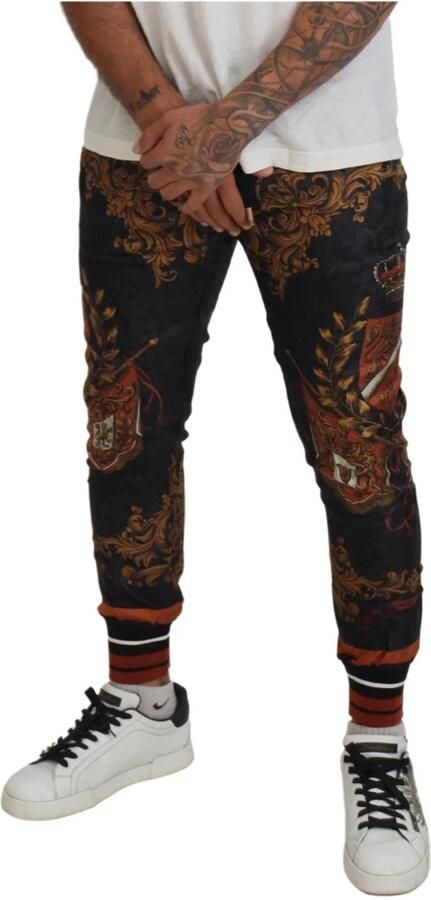 Dolce & Gabbana Barok Kroon Zijden Sweatpants Multicolor Heren - Foto 4