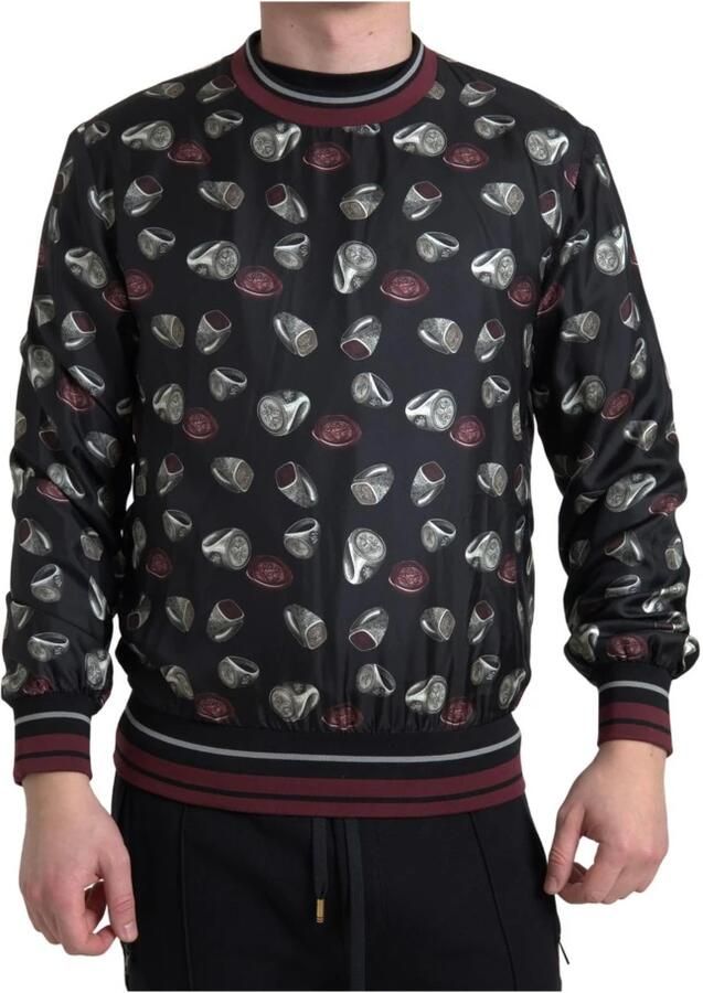 Dolce & Gabbana Zijden Crewneck Sweater met Ring Print Black Heren - Foto 6