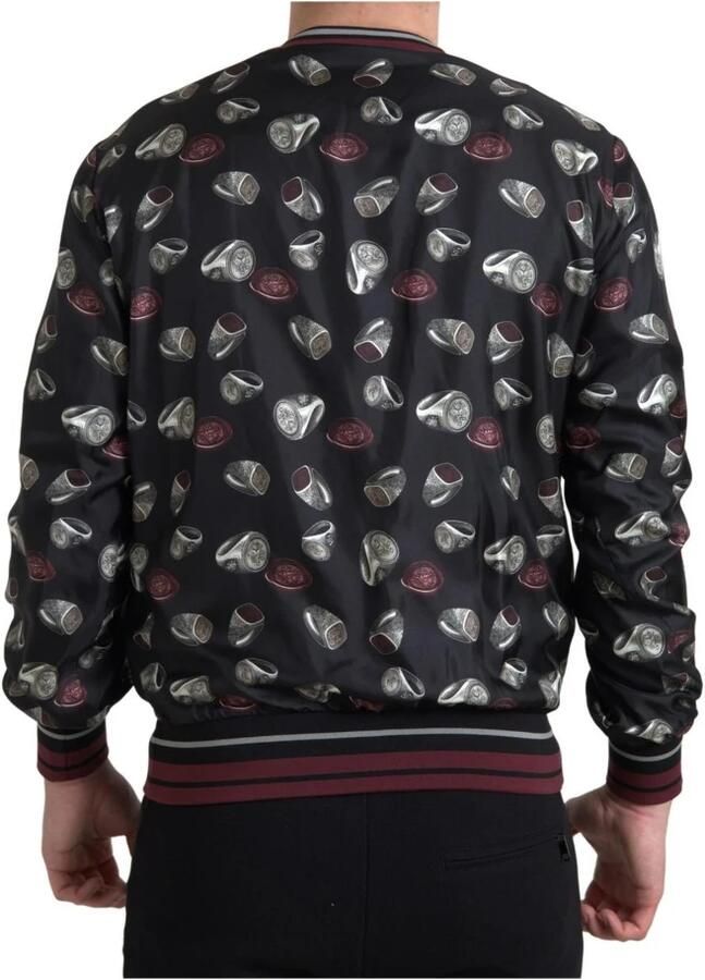 Dolce & Gabbana Zijden Crewneck Sweater met Ring Print Black Heren - Foto 2