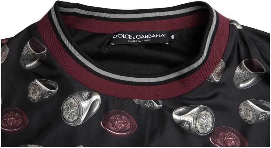 Dolce & Gabbana Zijden Crewneck Sweater met Ring Print Black Heren - Foto 5