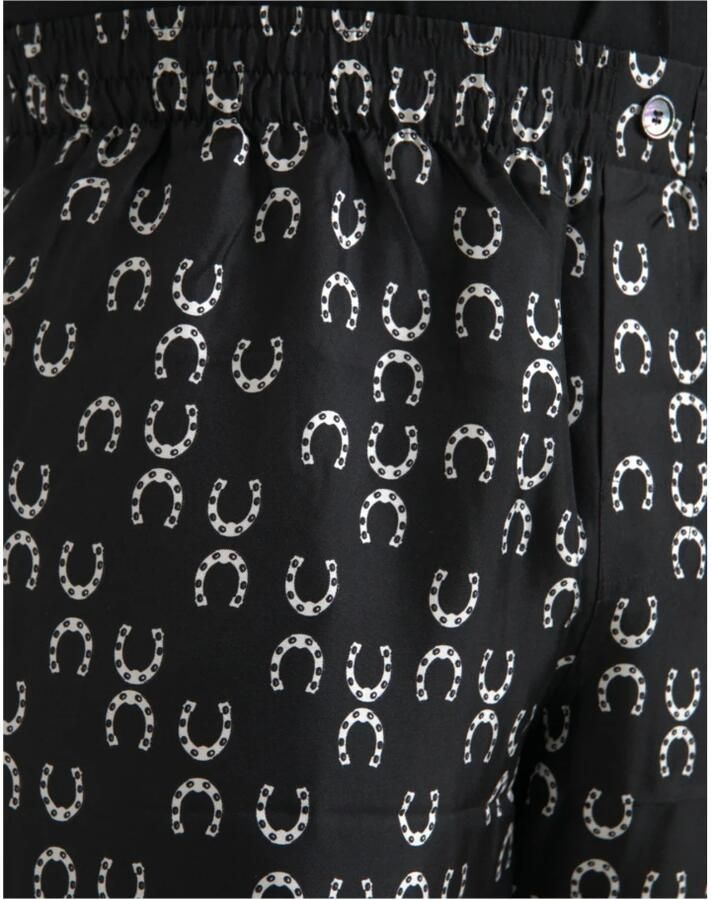 Dolce & Gabbana Zwarte Zijden Hoefijzerprint Broek Black Heren - Foto 2