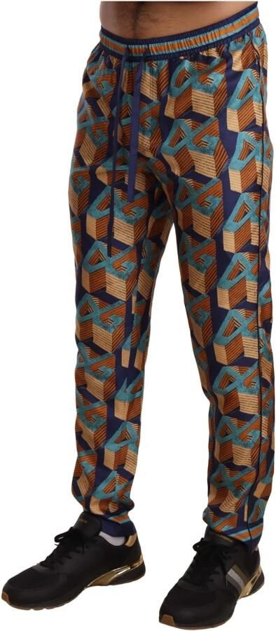 Dolce & Gabbana Multicolor Patterned Joggers Silk Pants Meerkleurig Heren