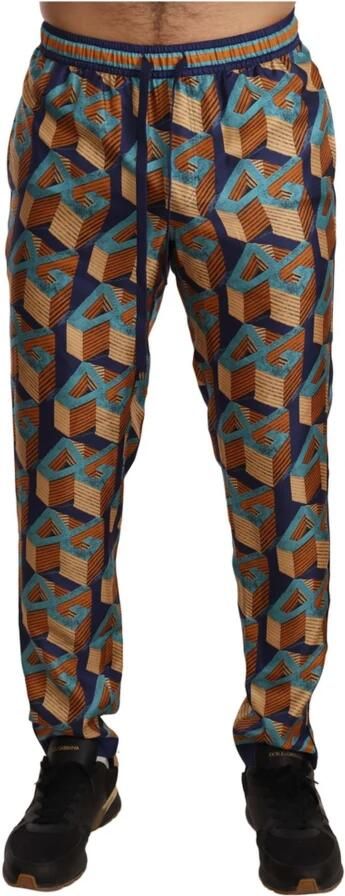 Dolce & Gabbana Multicolor Patterned Joggers Silk Pants Meerkleurig Heren - Foto 4