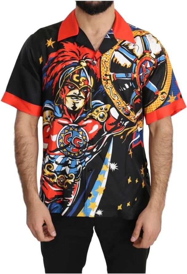 Dolce & Gabbana Zijden Multicolor Bedrukte Casual Overhemd Multicolor Heren