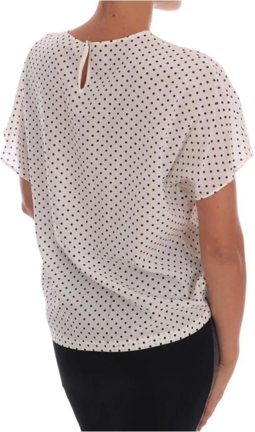 Dolce & Gabbana Zijden T-shirt Top met Polkadots White Dames - Foto 5