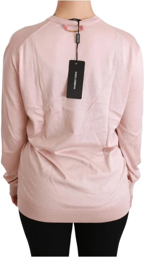 Dolce & Gabbana Pink Floral Embellished Pullover Silk Sweater Roze Dames - Foto 3
