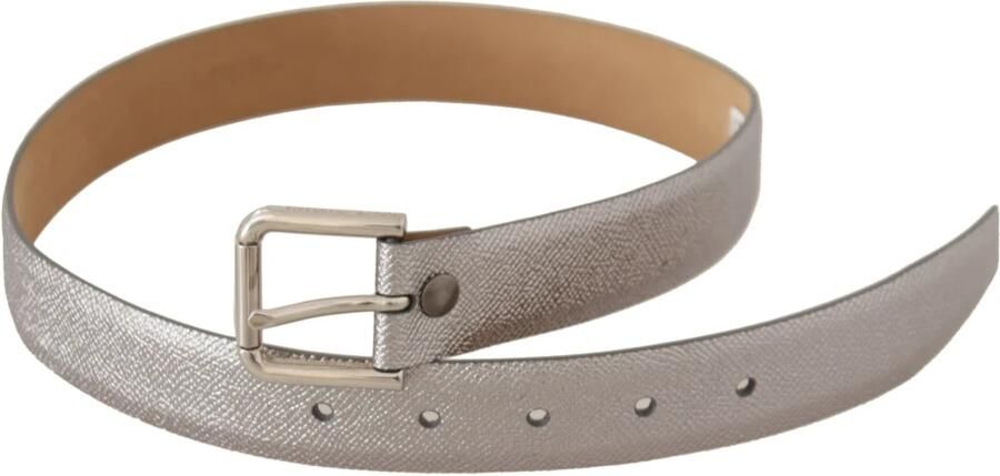 Dolce & Gabbana Paars Kalfsleren Logo Gegraveerde Gesp Riem voor Vrouwen Purple Heren - Foto 7