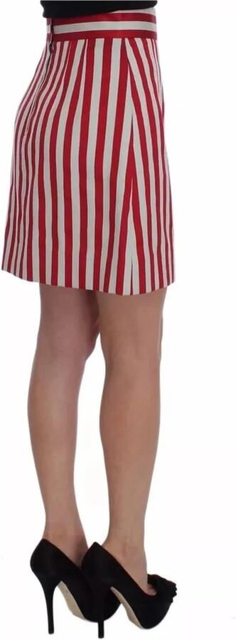 Dolce & Gabbana Zilver Rood Gestreepte A-Lijn Rok Red Dames - Foto 4