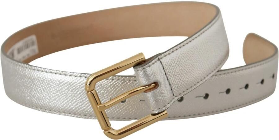 Dolce & Gabbana Paars Kalfsleren Logo Gegraveerde Gesp Riem voor Vrouwen Purple Heren - Foto 6