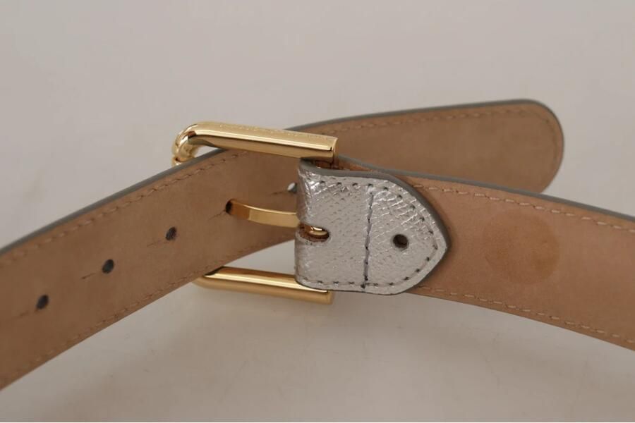 Dolce & Gabbana Paars Kalfsleren Logo Gegraveerde Gesp Riem voor Vrouwen Purple Heren - Foto 4