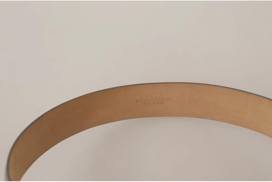 Dolce & Gabbana Paars Kalfsleren Logo Gegraveerde Gesp Riem voor Vrouwen Purple Heren