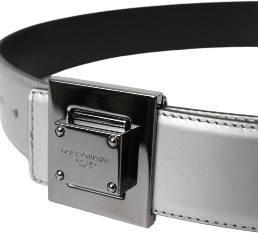 Dolce & Gabbana Zilveren Leren Riem met Metalen Gesp Gray Dames