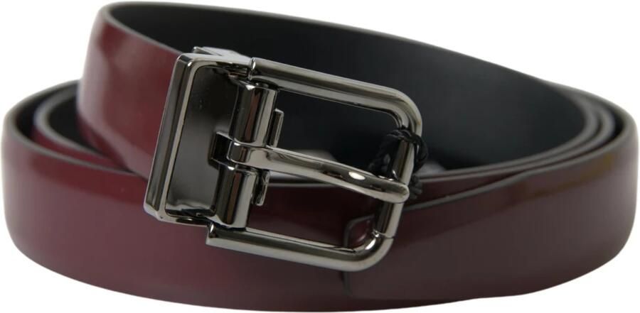 Dolce & Gabbana Elegante Bordeaux Leren Riem met Metalen Gesp Brown Heren