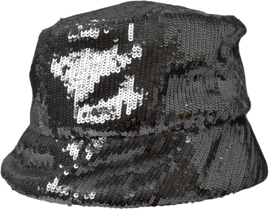 Dolce & Gabbana Zilveren Sequined Nylon Bucket Hat Gray Heren - Foto 4