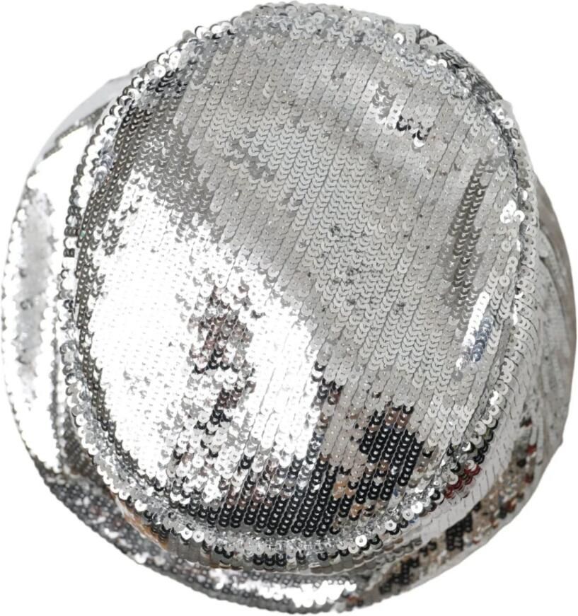 Dolce & Gabbana Zilveren Sequined Nylon Bucket Hat Gray Heren