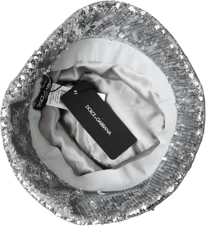 Dolce & Gabbana Zilveren Sequined Nylon Bucket Hat Gray Heren - Foto 2