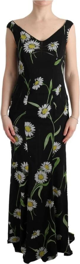 Dolce & Gabbana Zonnebloemprint Maxi Jurk Mouwloos V-hals Black Dames - Foto 6