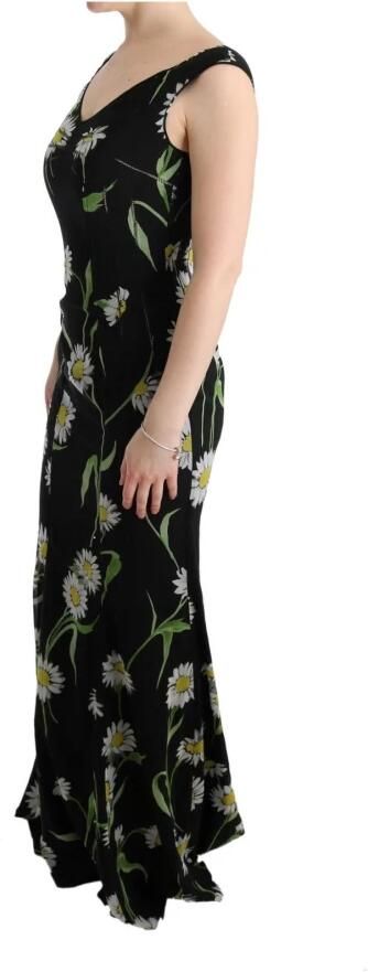 Dolce & Gabbana Zonnebloemprint Maxi Jurk Mouwloos V-hals Black Dames - Foto 3