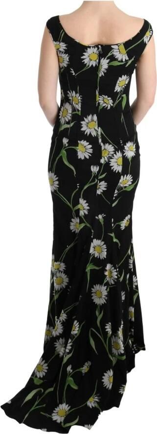 Dolce & Gabbana Zonnebloemprint Maxi Jurk Mouwloos V-hals Black Dames - Foto 4