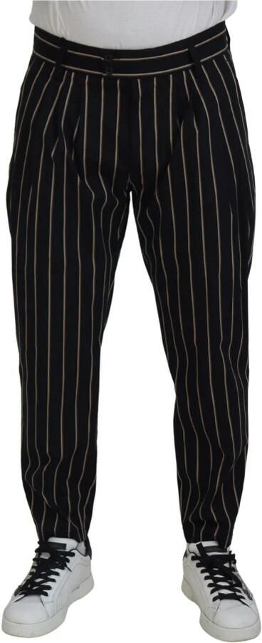 Dolce & Gabbana Zwarte Beige Gestreepte Katoenen Stretchbroek Black Heren - Foto 5