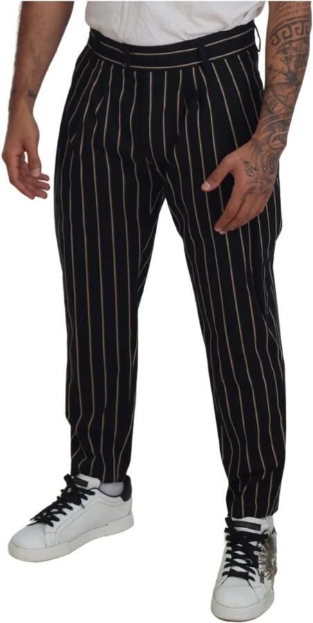 Dolce & Gabbana Zwarte Beige Gestreepte Katoenen Stretchbroek Black Heren - Foto 2