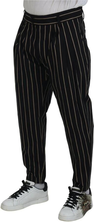 Dolce & Gabbana Zwarte Beige Gestreepte Katoenen Stretchbroek Black Heren - Foto 4
