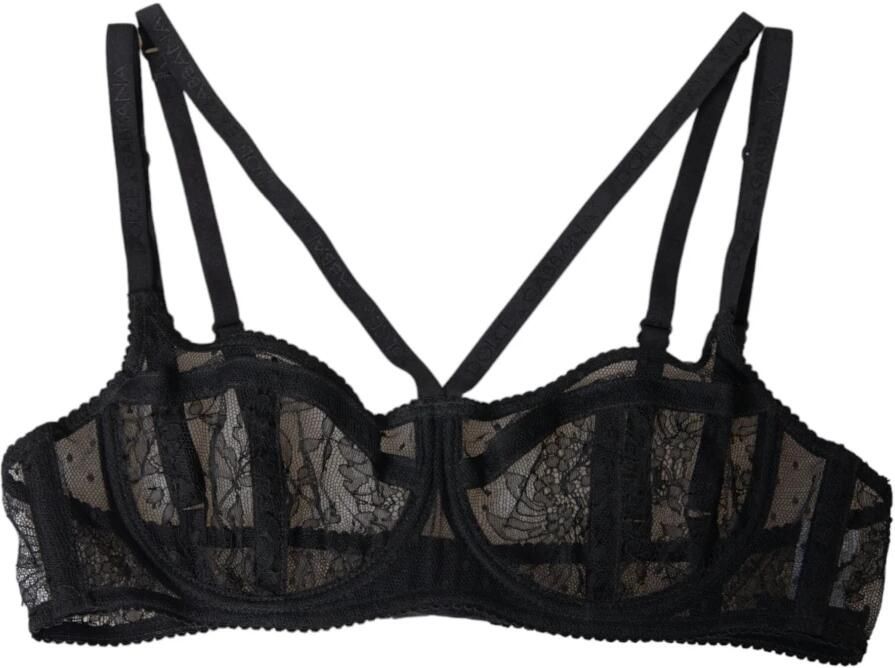 Dolce & Gabbana Zwart bloemen kant balconette ondergoed Black Dames - Foto 4