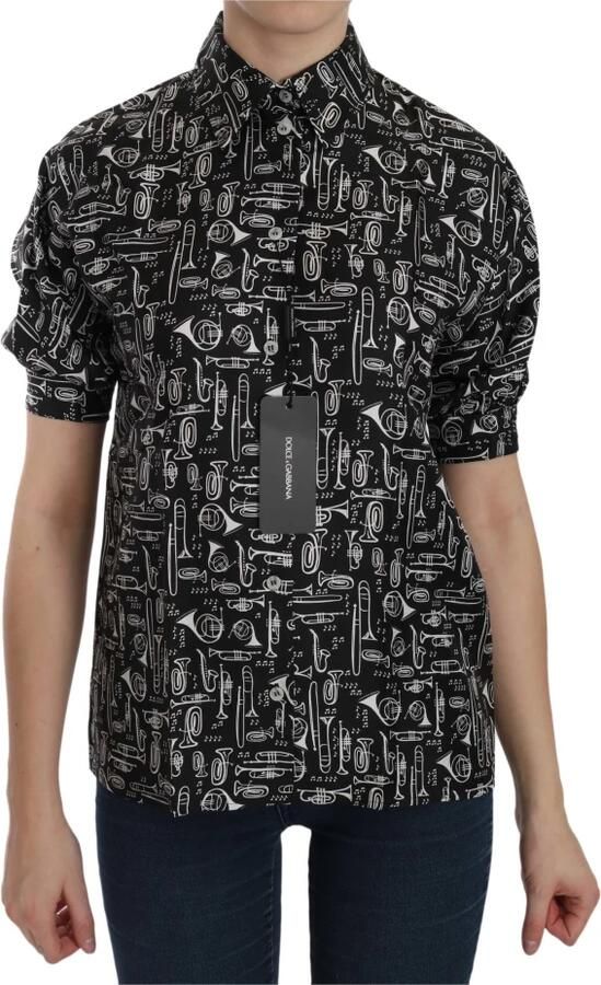 D&G Overhemd D&G Dolce Gabbana Zijden Blouse Muziekinstrumenten Print - Foto 4